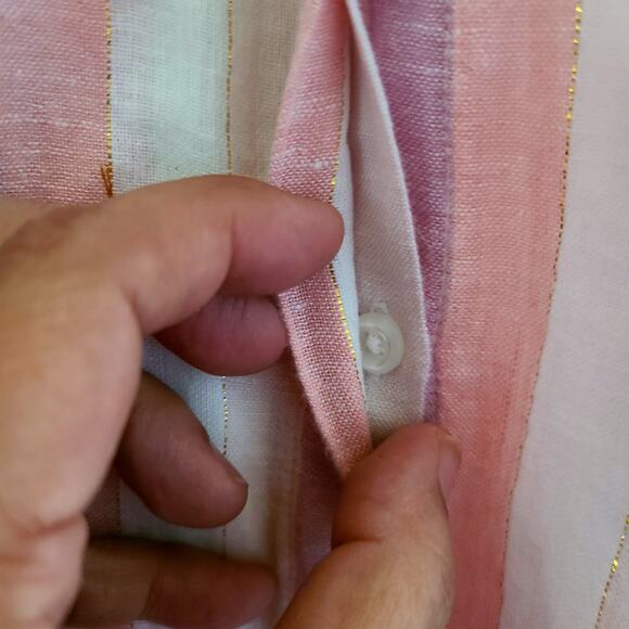 Rails Alyssa Dusk Stripe Linen Button Down Blouse M – Gold Thread Detail - Picture 12 of 16